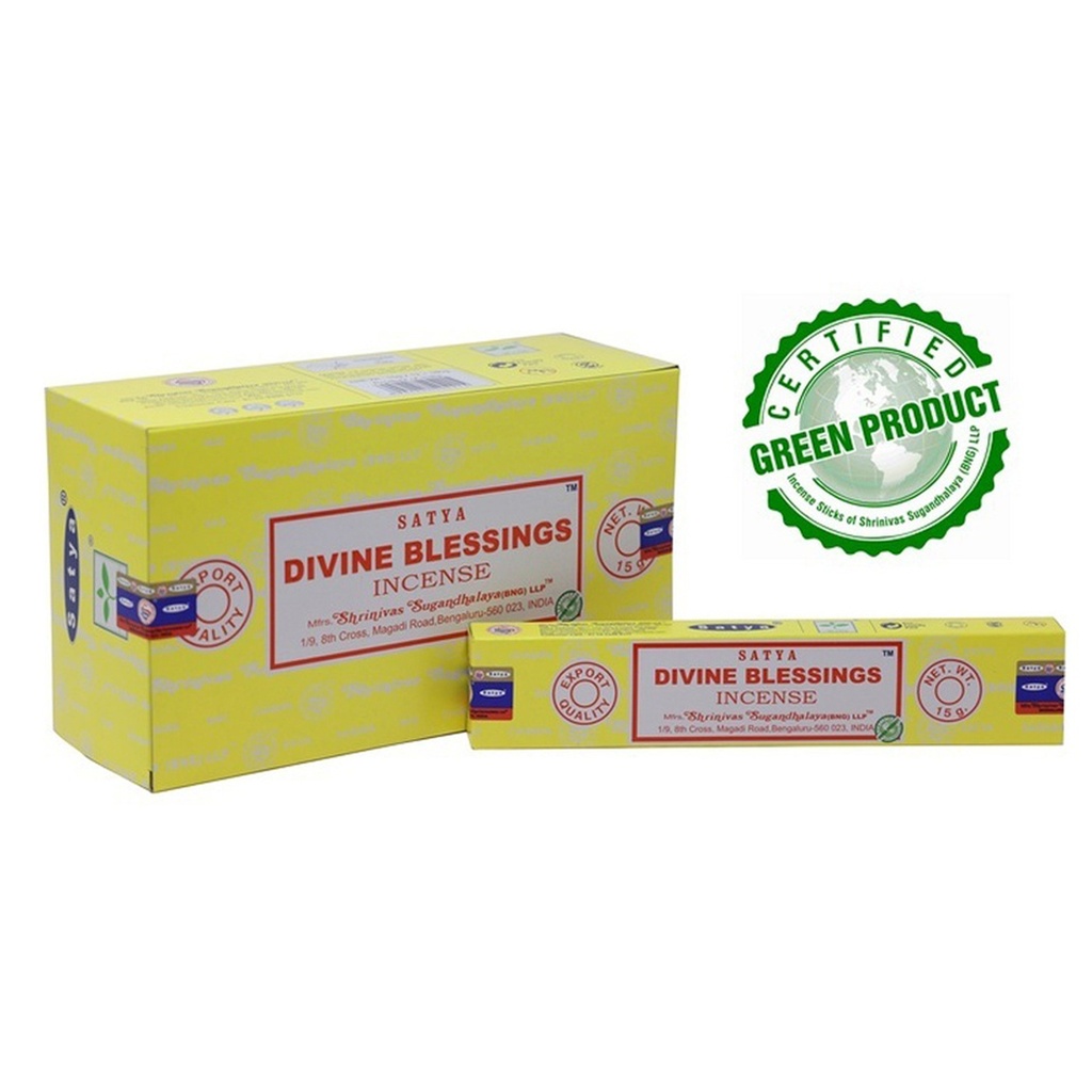 SATYA  | Satya Incense DIVINE BLESSINGS - Box of 12 packs, 15g per pack