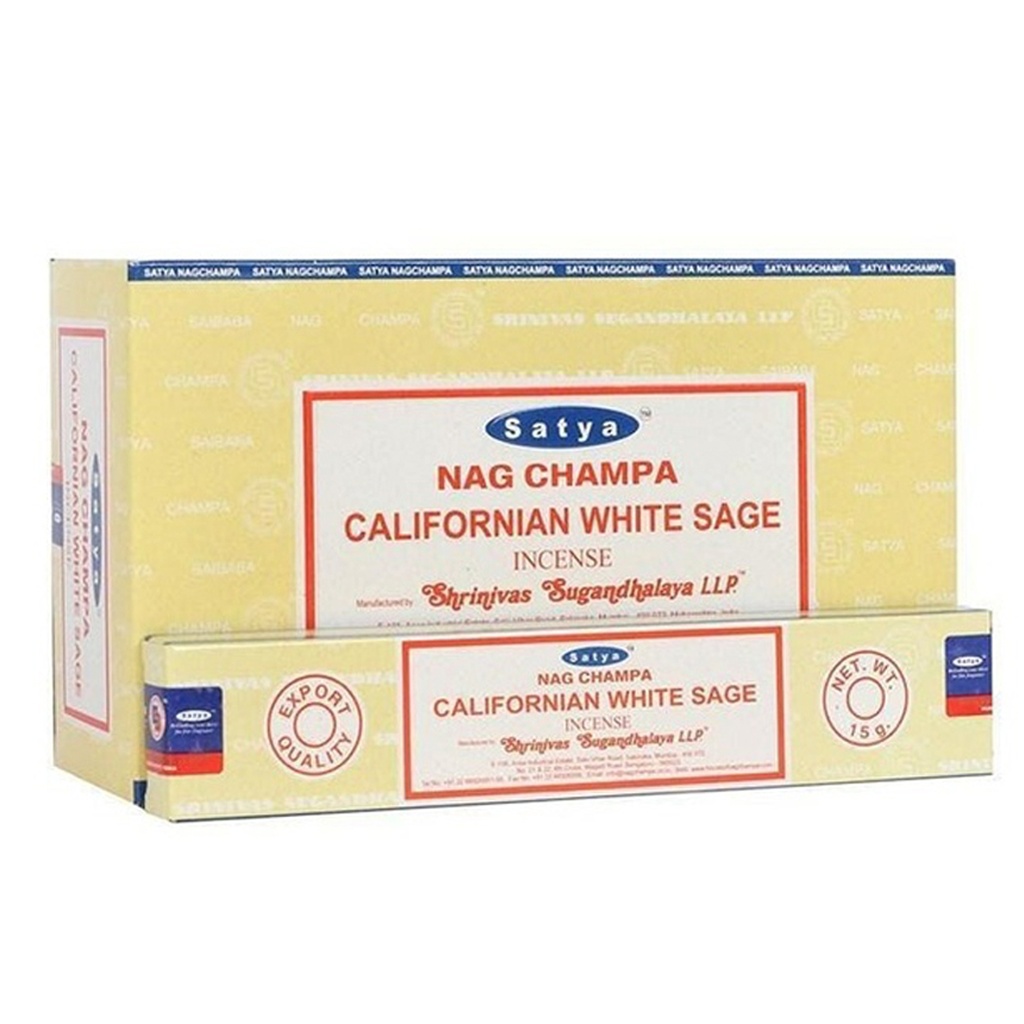 SATYA  | Satya Incense CALIFORNIAN WHITE SAGE - Box of 12 packs, 15g per pack
