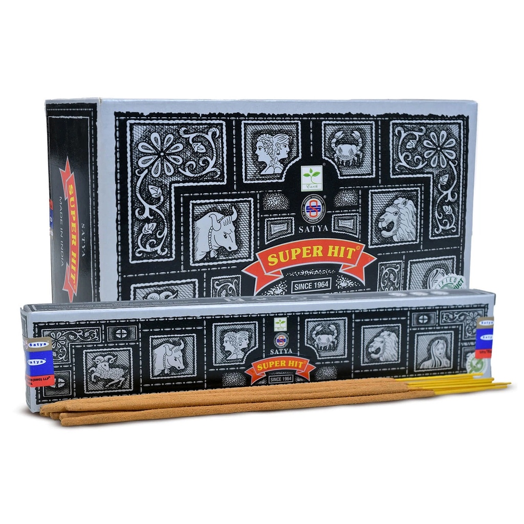 SATYA  | Satya Incense SUPER HIT - Box of 12 packs, 15g per pack