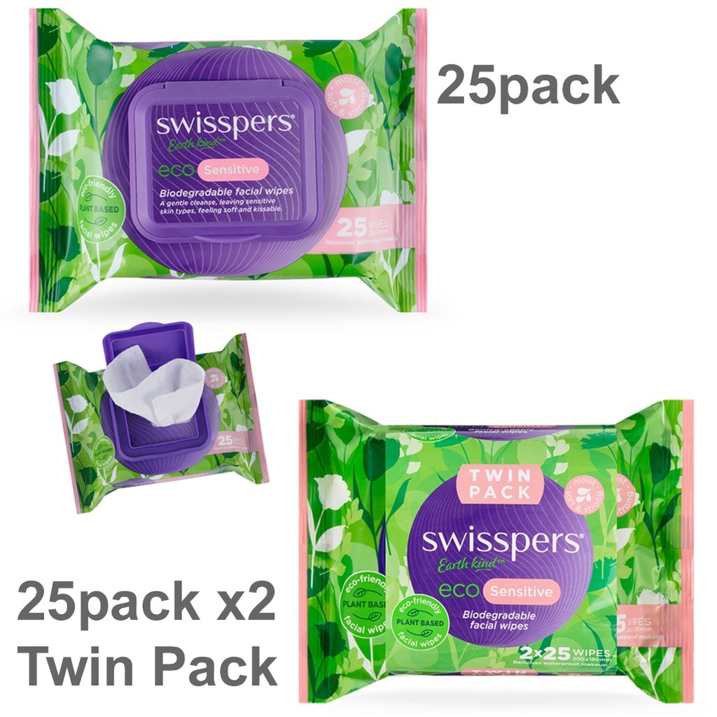 SWISSPERS 環保敏感肌臉部濕巾 25 片裝
