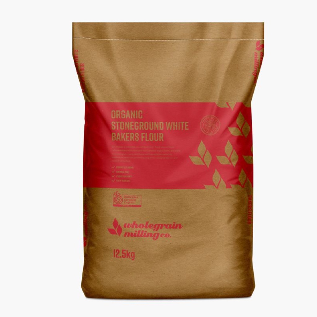 WHOLEGRAIN MILLING CO | Organic Stoneground White Bakers Flour 12.5kg Bag