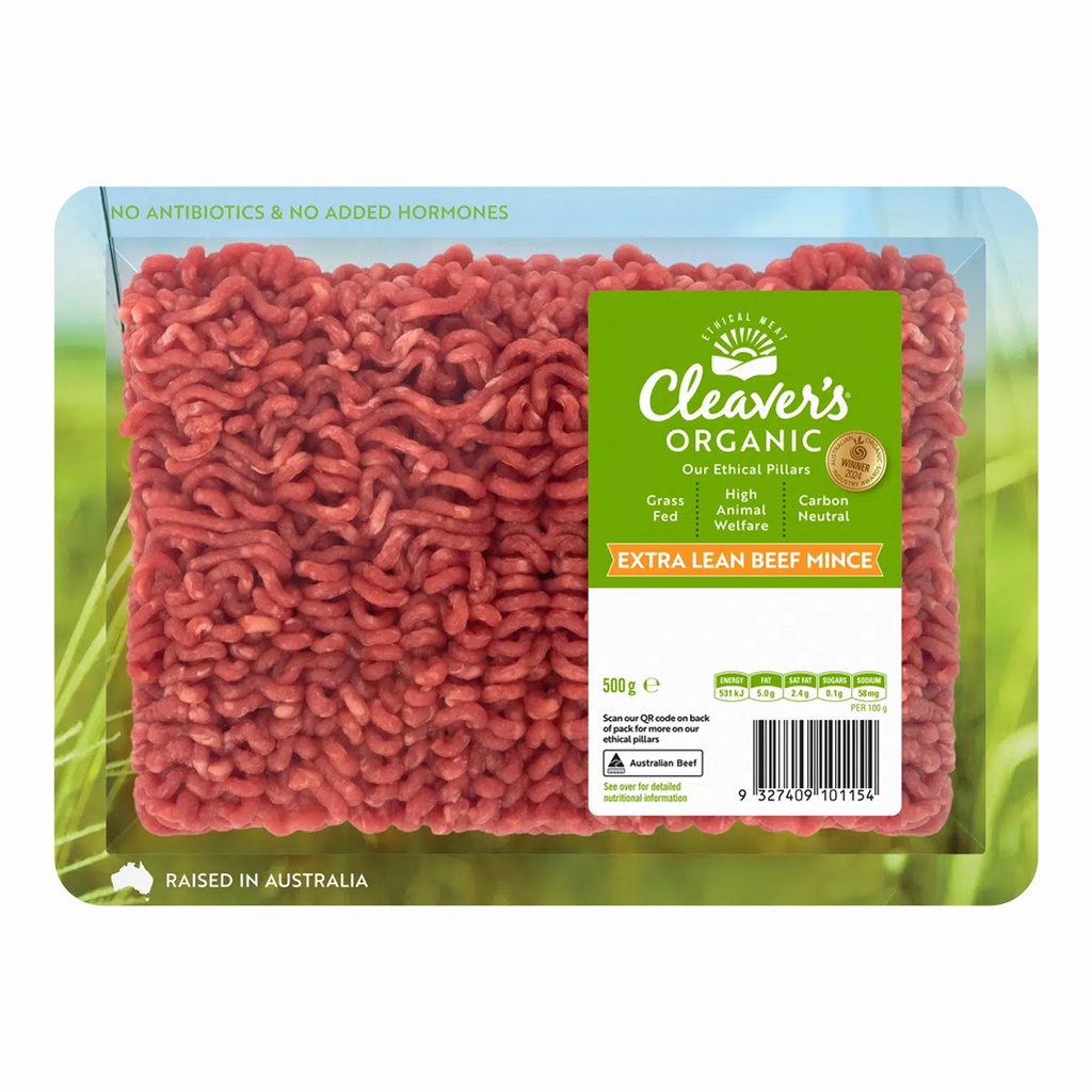 CLEAVER’S ORGANIC MEAT | Organic Extra Lean Beef Mince 500g
