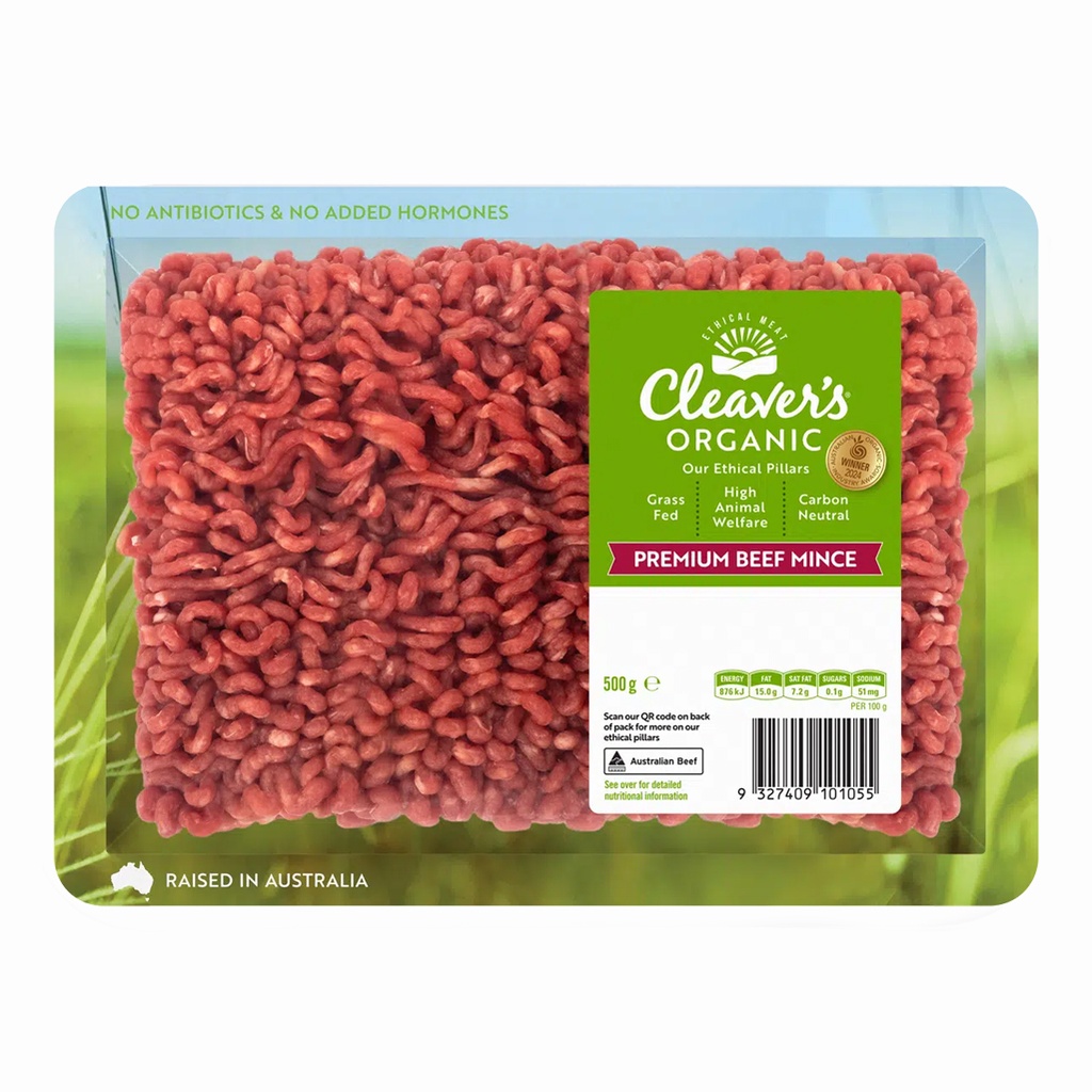 CLEAVER’S ORGANIC MEAT | Organic Premium Beef Mince 500g