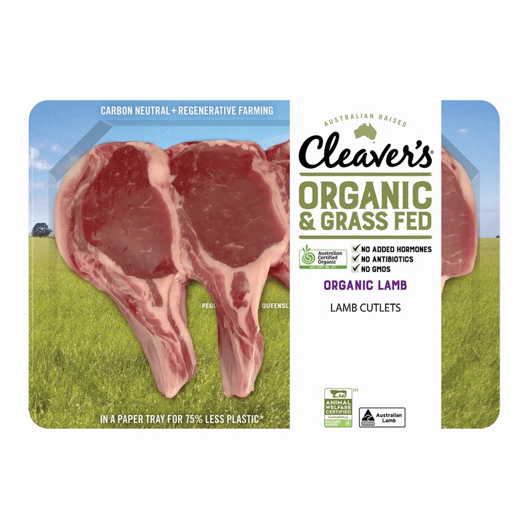 CLEAVER’S ORGANIC MEAT | Organic Lamb Cutlets (approx 250g)