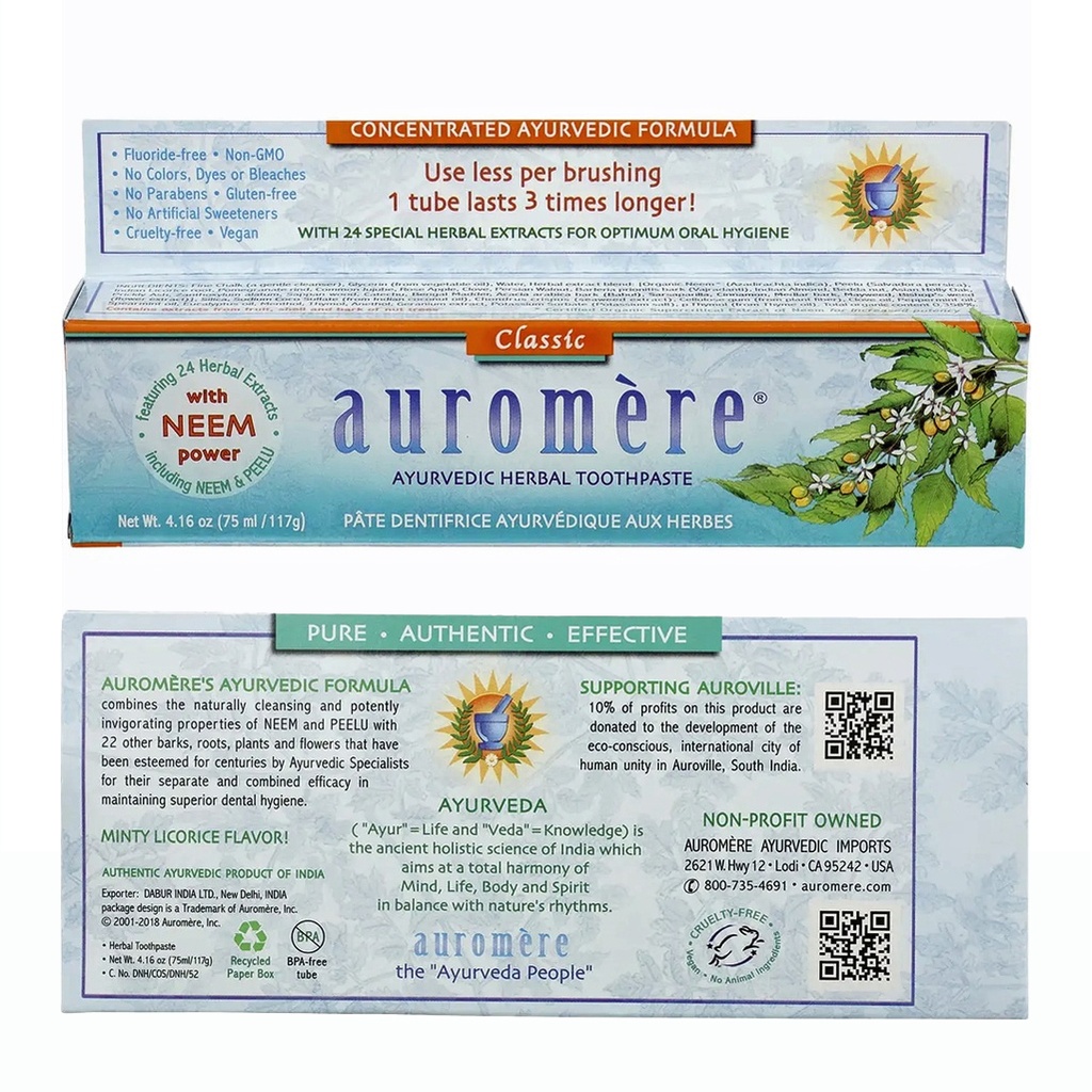 AUROMERE | Toothpaste Ayurvedic Classic Licorice Fluoride Free 117g
