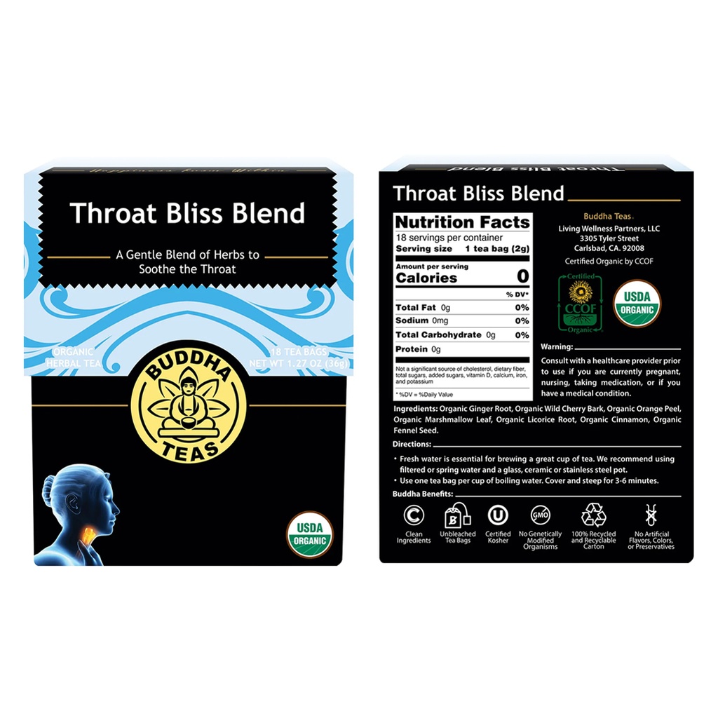 BUDDHA TEAS | 有機草本茶包 – 喉舒混合茶，18包