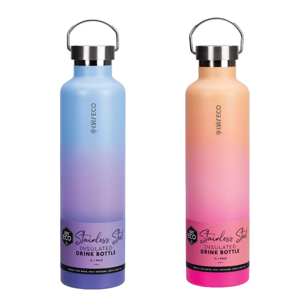 EVER ECO | Insulated Stainless Steel Bottle, 1L - mixed colors