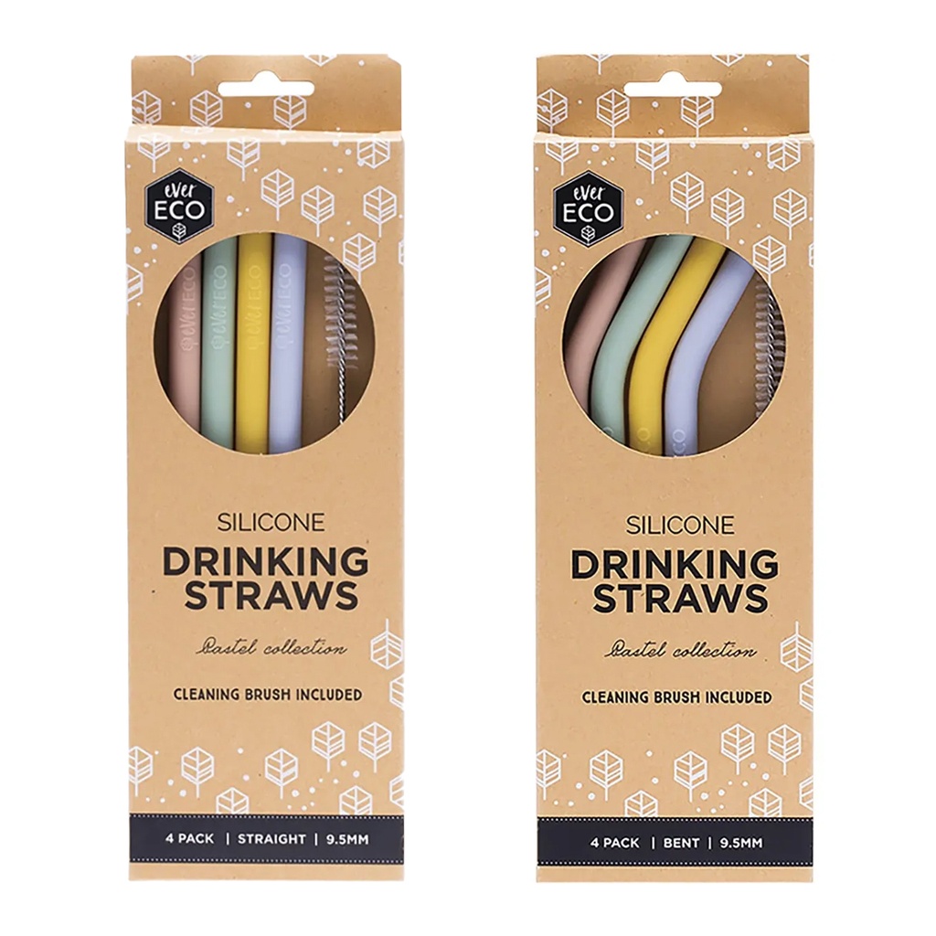 EVER ECO | Silicone Straws Pastel Collection, pack of 4pk