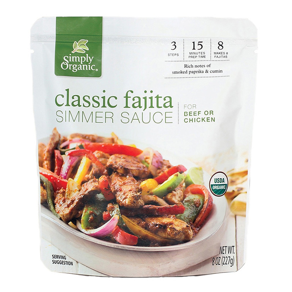 SIMPLY ORGANIC | Classic Fajita Simmer Sauce 227g