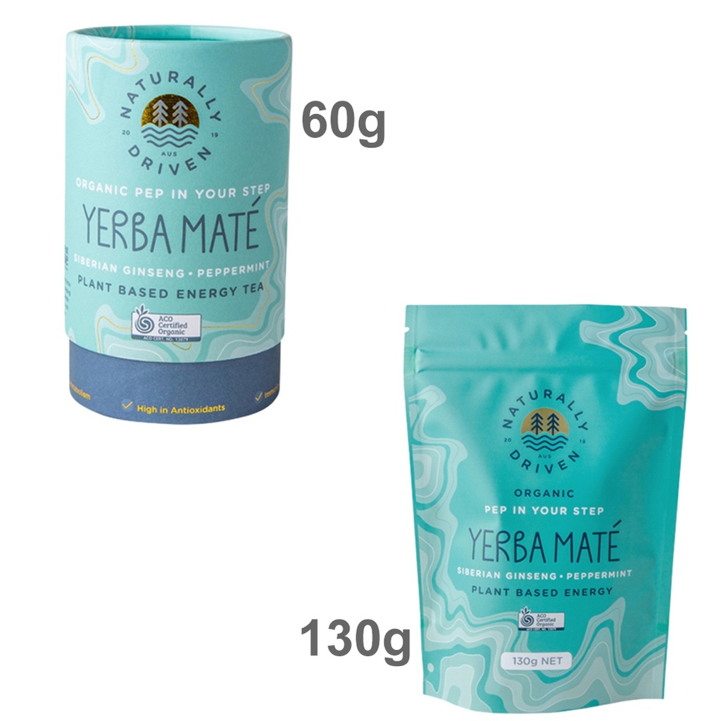 NATURALLY DRIVEN | Organic Yerba Mate Tea Pep In Your Step - Siberian Ginseng & Peppermint