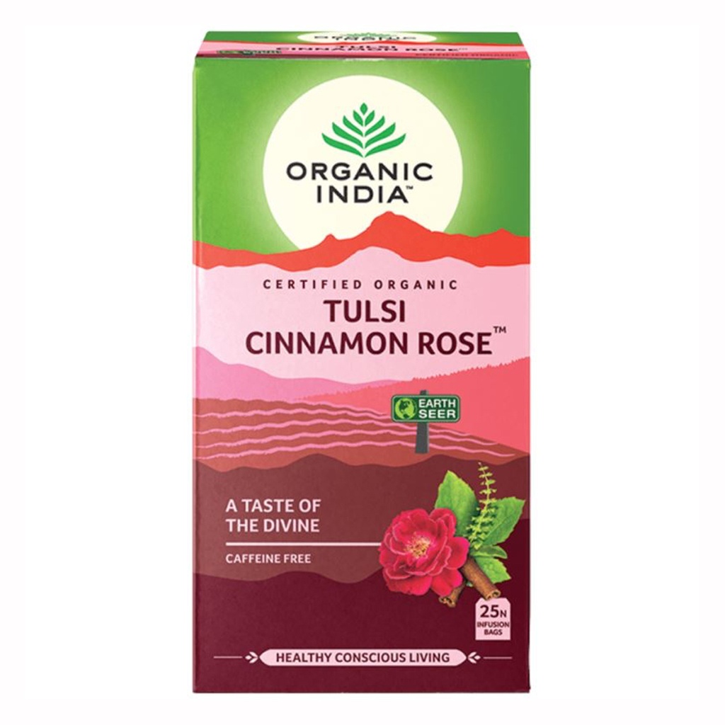ORGANIC INDIA | Tulsi Cinnamon Rose Tea, 25 packs per box