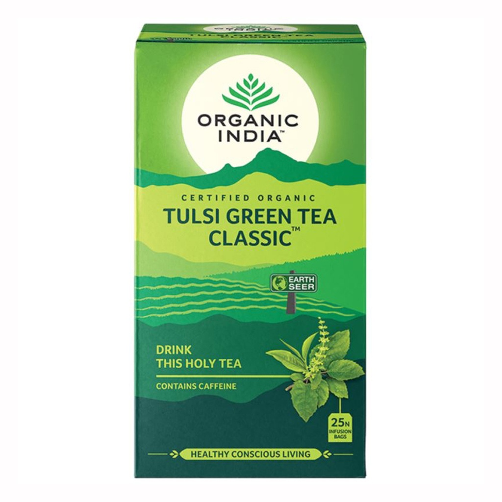 ORGANIC INDIA | Tulsi Green Tea Classic, 25 packs per box