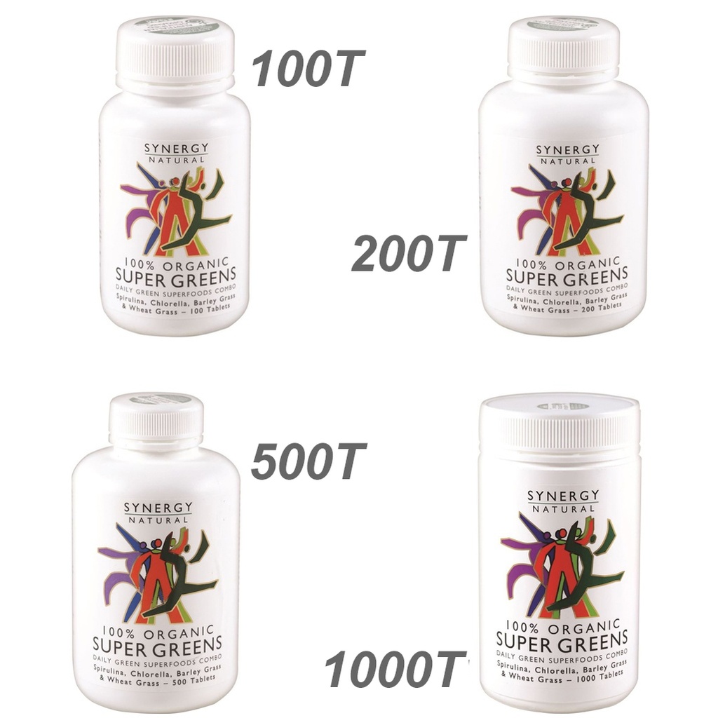SYNERGY NATURAL | 有机超级绿色混合片（含螺旋藻、绿藻、大麦草&小麦草）