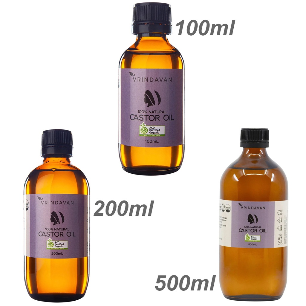 VRINDAVAN | Castor Oil 100% Natural - Amber Glass Bottle
