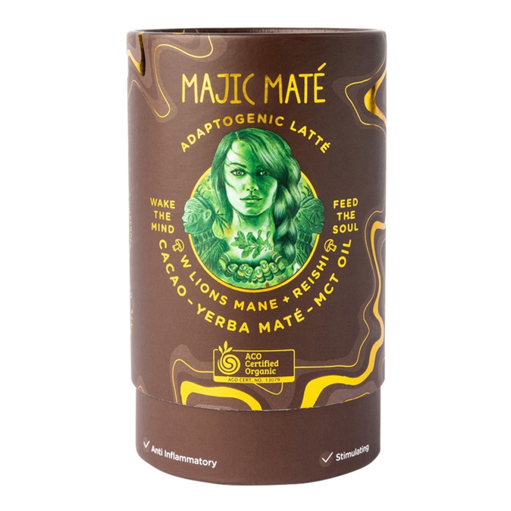 NATURALLY DRIVEN | Organic Adaptogenic Latte Majic Mate Cacao (Lion's Mane, Reishi, Yerba Mate & MCT Oil) 120g