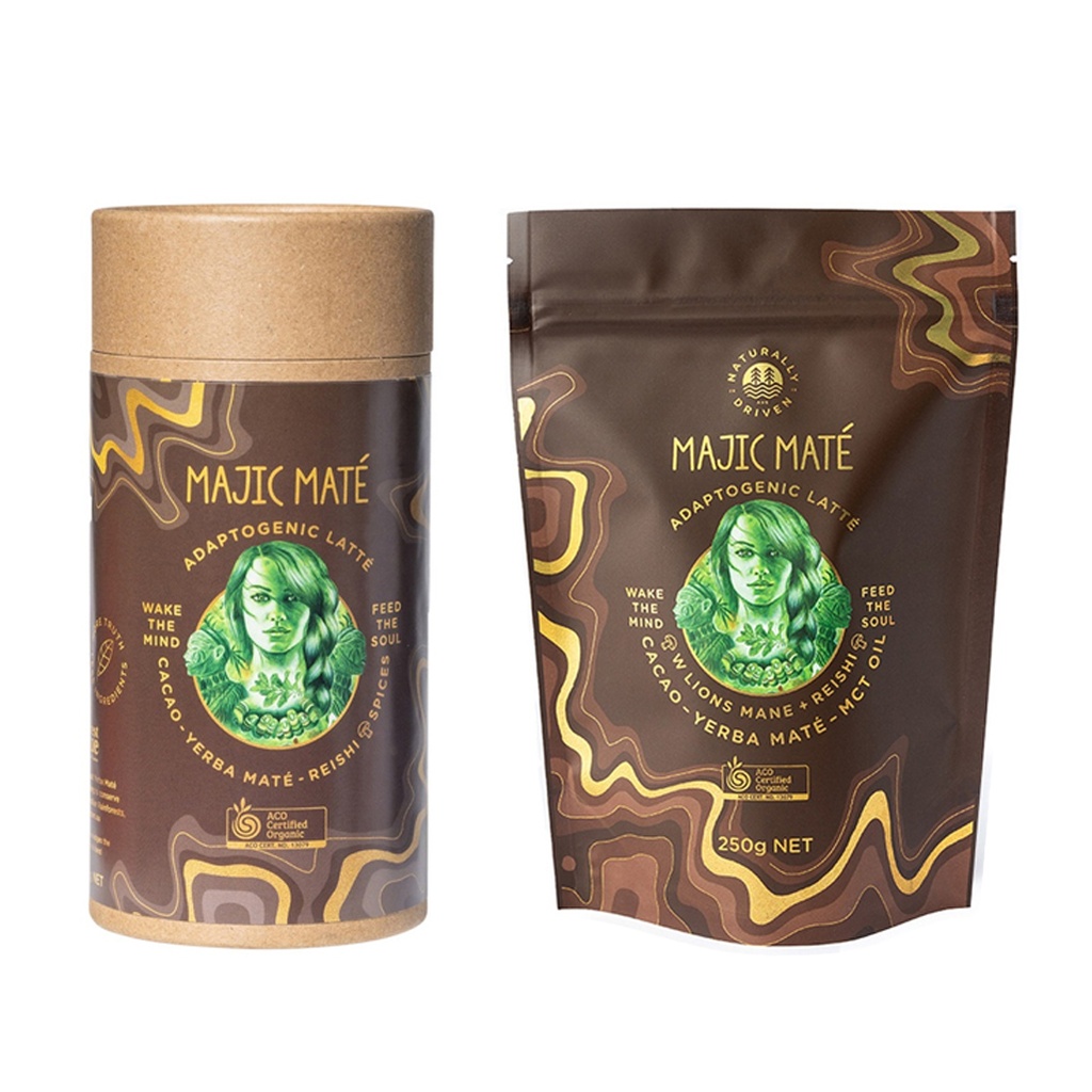 NATURALLY DRIVEN | Organic Adaptogenic Latte Majic Mate Cacao (Yerba Mate, Reishi & Spices) 250g