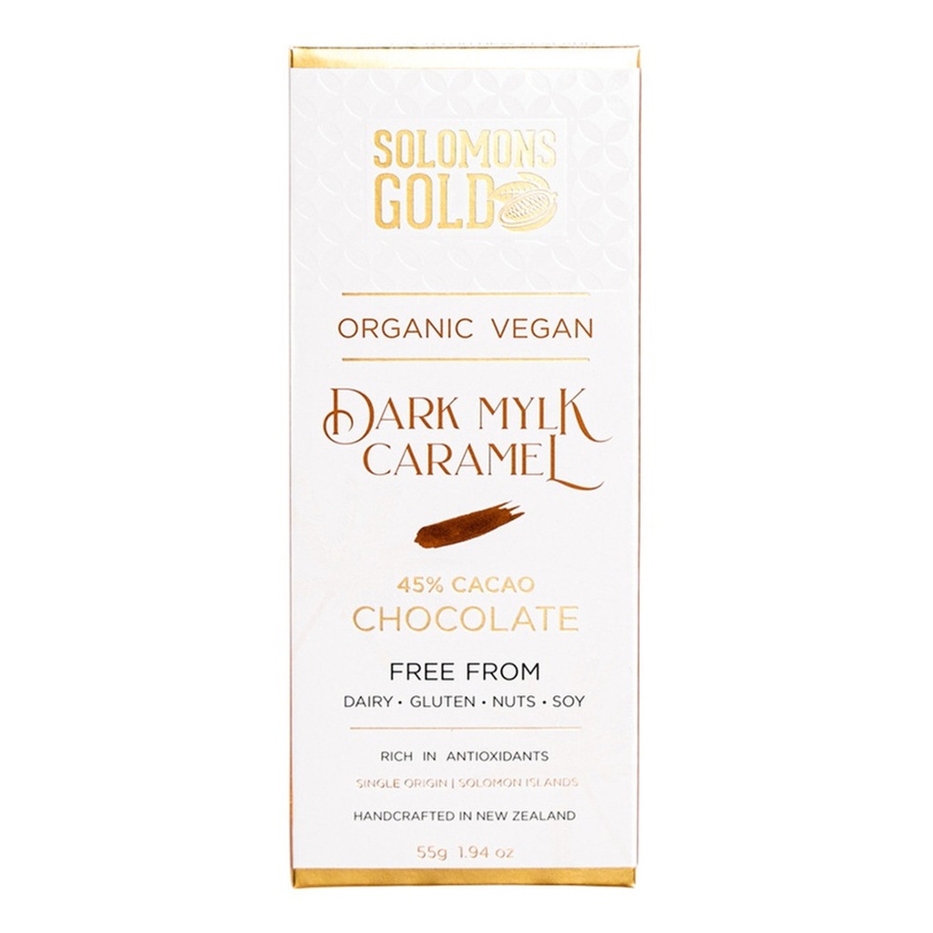 SOLOMONS GOLD | Organic Vegan Dark Mylk Caramel Chocolate (45% Cacao) 55g