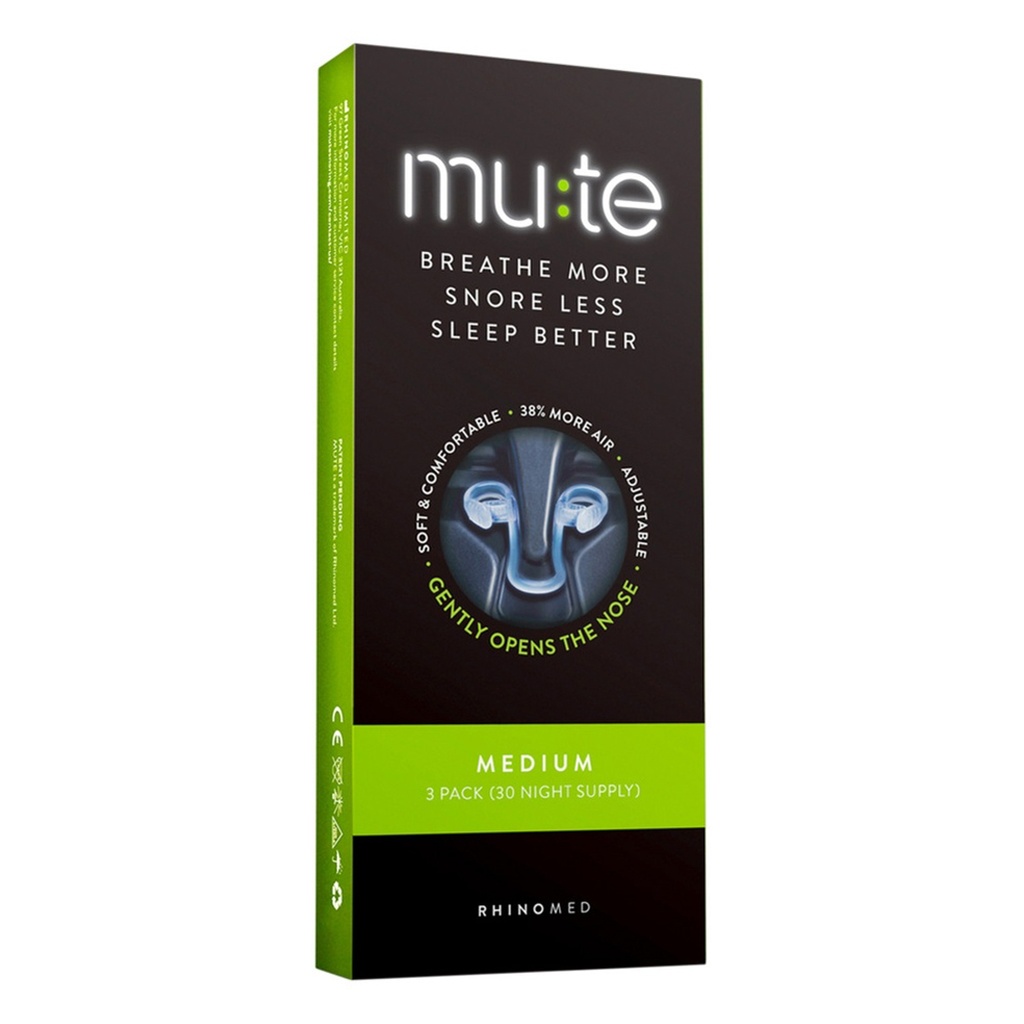 RHINOMED MUTE | 畅通呼吸、减少打鼾、提升睡眠品质 - 中号 x 3入装 (30晚用量)