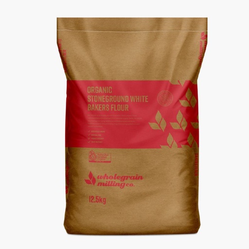 WHOLEGRAIN MILLING CO | Organic Stoneground White Bakers Flour 12.5kg Bag