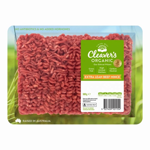 CLEAVER’S ORGANIC MEAT | Organic Extra Lean Beef Mince 500g