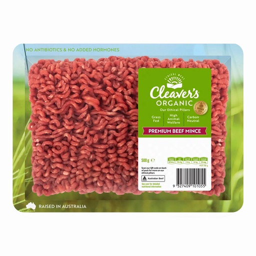 CLEAVER’S ORGANIC MEAT | Organic Premium Beef Mince 500g