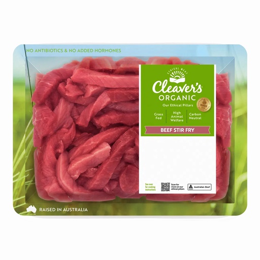 CLEAVER’S ORGANIC MEAT | Organic Beef Stir Fry 450g