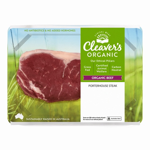 CLEAVER’S ORGANIC MEAT | Organic Beef Porterhouse Steak (approx 250g)
