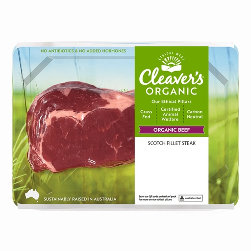 CLEAVER’S ORGANIC MEAT | Organic Beef Scotch Fillet (approx 300g)