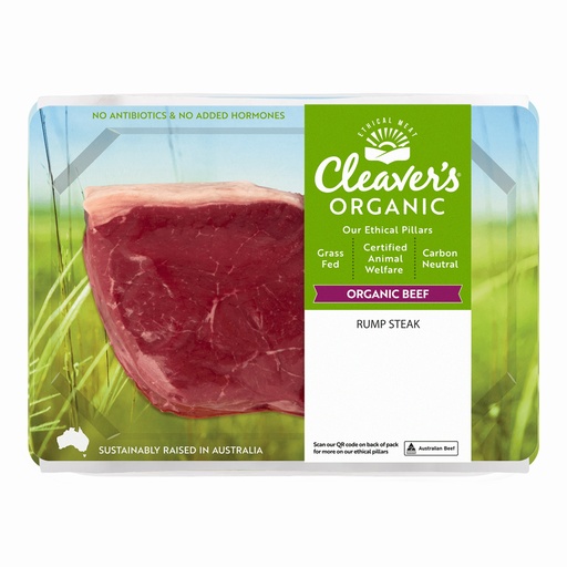 CLEAVER’S ORGANIC MEAT | Organic Beef Rump Steak (approx 250g)