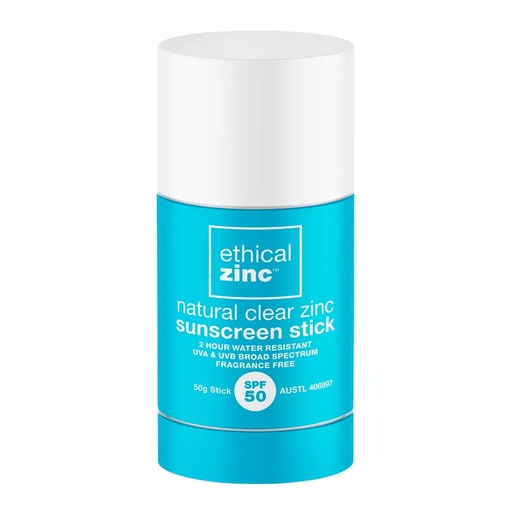 ETHICAL ZINC | Natural Clear Zinc Sunscreen Stick SPF 50, 50g