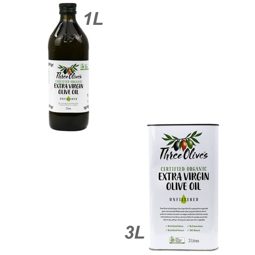 THREE OLIVES | Organic Extra Virgin Olive Oil