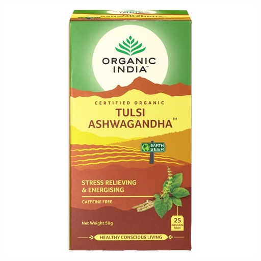 ORGANIC INDIA | Tulsi Ashwagandha Tea, 25 pacs per box