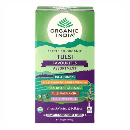 ORGANIC INDIA | Tulsi Favourites Assortment Tea, 25 packs per box