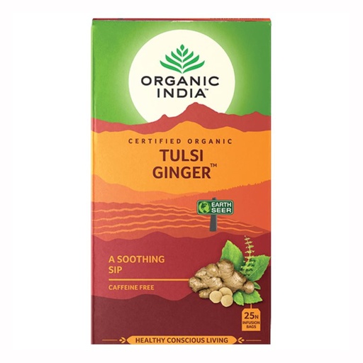 ORGANIC INDIA | Tulsi Ginger Tea, 25 packs per box