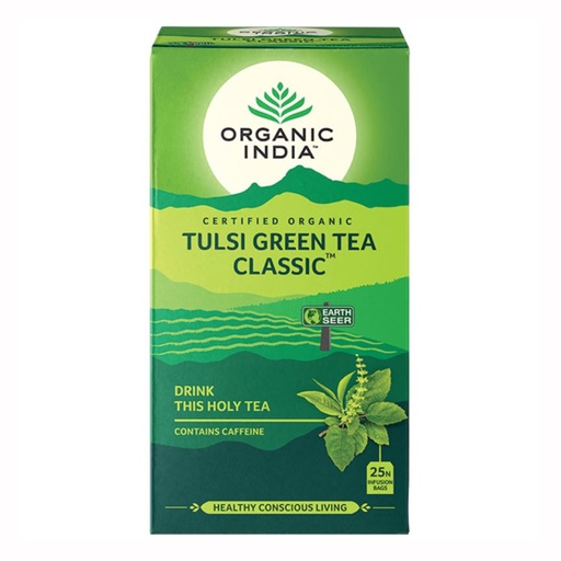 ORGANIC INDIA | Tulsi Green Tea Classic, 25 packs per box