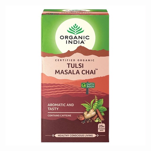 ORGANIC INDIA | Tulsi Masala Chai Tea, 25 packs per box