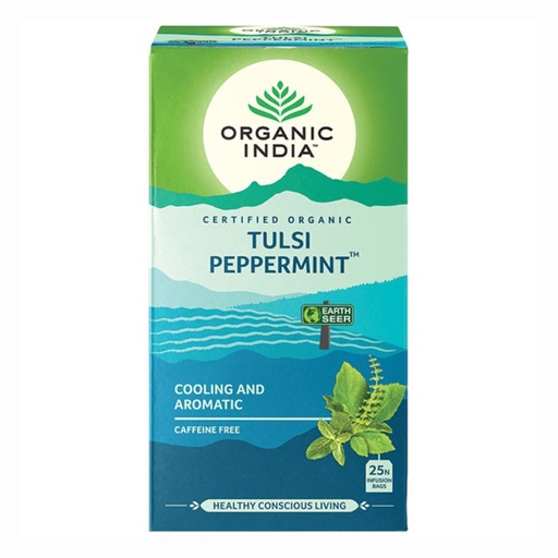 ORGANIC INDIA | Tulsi Peppermint Tea, 25 packs per box