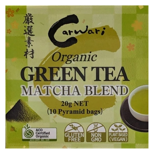 CARWARI | Organic Green Tea Matcha Blend, a pack of 10 pyramid bags