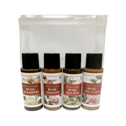 AUSGANICA | Organic Hair & Body Travel Kit Organic Rose, a pack of 30ml x 4