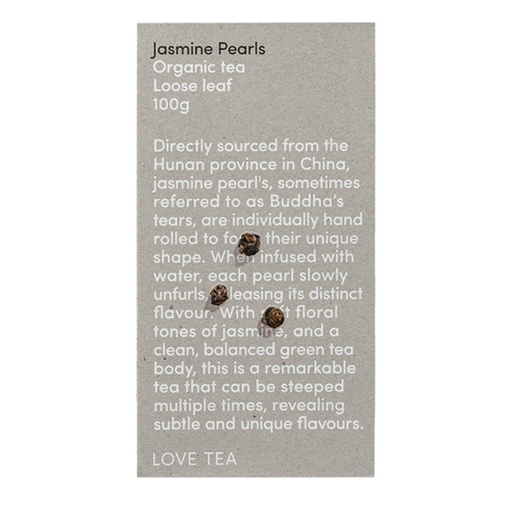 LOVE TEA | Organic Jasmine Pearls Tea Loose Leaf 100g