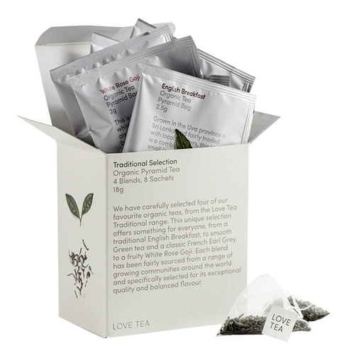 LOVE TEA | Organic Traditional Tea Selection x 8 Pyramids