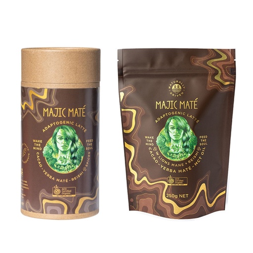 NATURALLY DRIVEN | Organic Adaptogenic Latte Majic Mate Cacao (Yerba Mate, Reishi & Spices) 250g