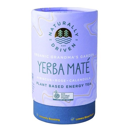 NATURALLY DRIVEN | Organic Yerba Mate Tea Grandma's Garden (Hibiscus, Rose & Calendula) 60g
