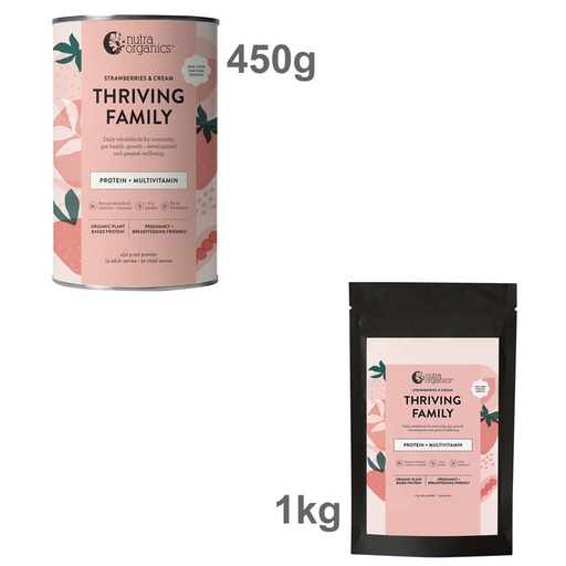 NUTRA ORGANICS | Organic Thriving Family Protein 〔Protein + Multivitamin〕- Strawberries & Cream