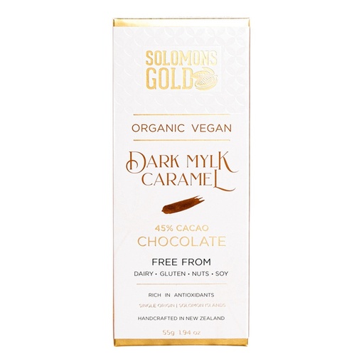 SOLOMONS GOLD | Organic Vegan Dark Mylk Caramel Chocolate (45% Cacao) 55g
