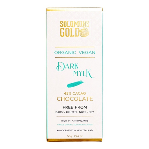 SOLOMONS GOLD | Organic Vegan Dark Mylk Chocolate (45% Cacao) 55g
