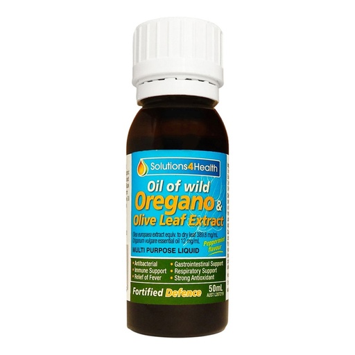 SOLUTIONS 4 HEALTH | Oil of Wild Oregano & Olive Leaf Extract (Fortified Defence) 50ml