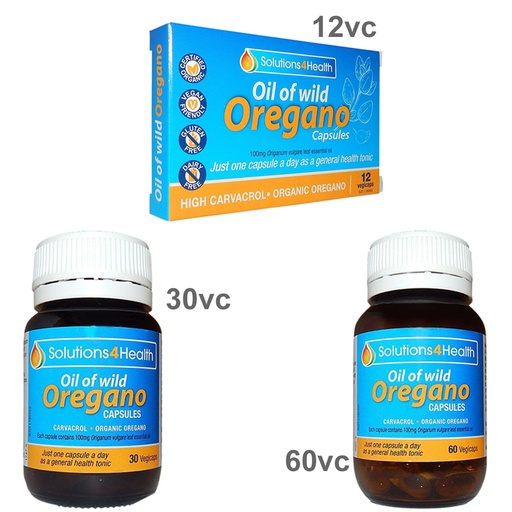 SOLUTIONS 4 HEALTH | 有機野生牛至油膠囊 (vc = 純素膠囊)