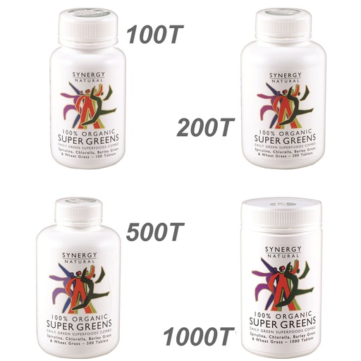 SYNERGY NATURAL | 有机超级绿色混合片（含螺旋藻、绿藻、大麦草&小麦草）
