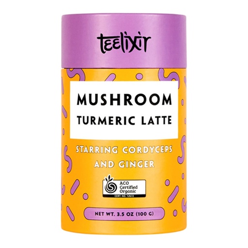 TEELIXIR | Organic Mushroom Turmeric Latte (Starring Cordyceps and Ginger) 100g